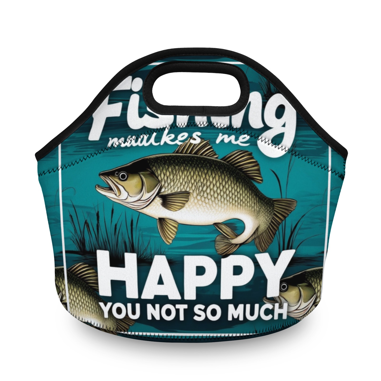 Fishing - Inspired Neoprene Lunch Bag - Insulated Tote for Work, Picnics-Pixelunique