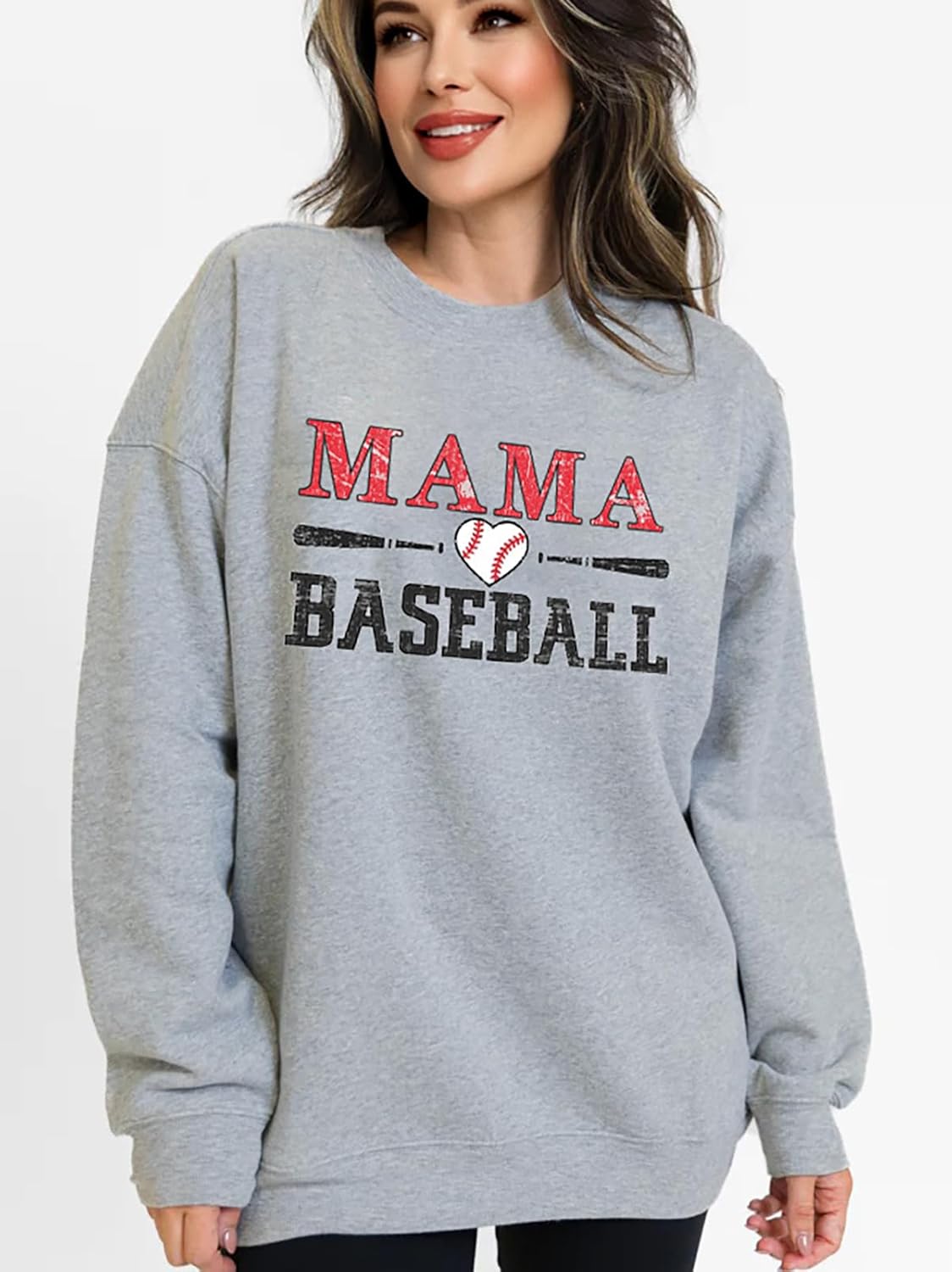 Mama Sweatshirt Long Sleeve Cheer Mom Shirt for Baseball Football Soccer Baketball Dance Sport Pullover Tops