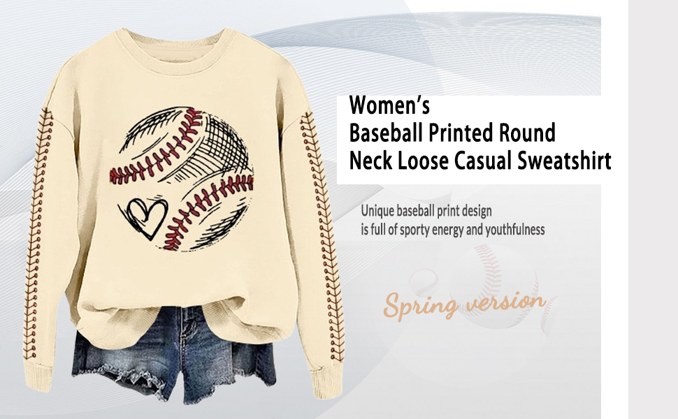 Baseball Mom Sweatshirt For Women Heart Printed