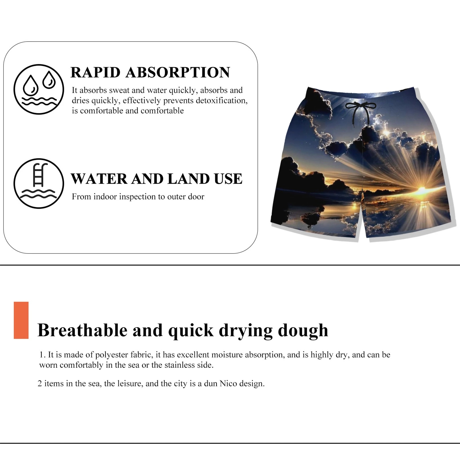 Men's Smiley Emoji Print Beach Shorts