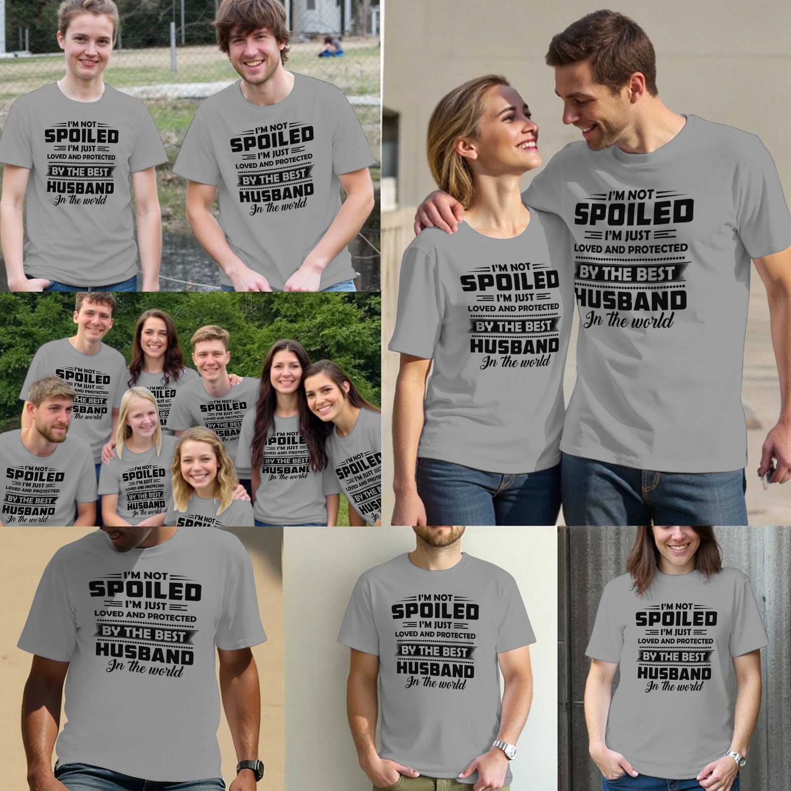 Men's “I’m Not Spoiled, Just Loved by Best Husband” Graphic T - Shirt - Cute Couple Tee