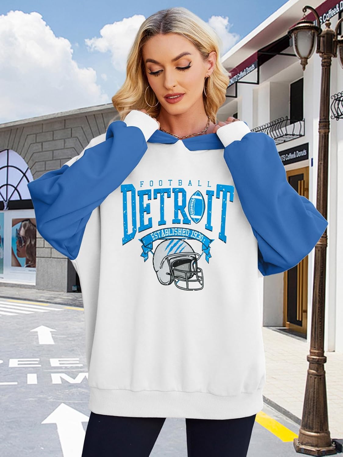 Game Day Hoodie Women Cute Football Graphic Pullover Sweatshirt Football Season Sweaters Fans Y2k Casual Holiday Tops