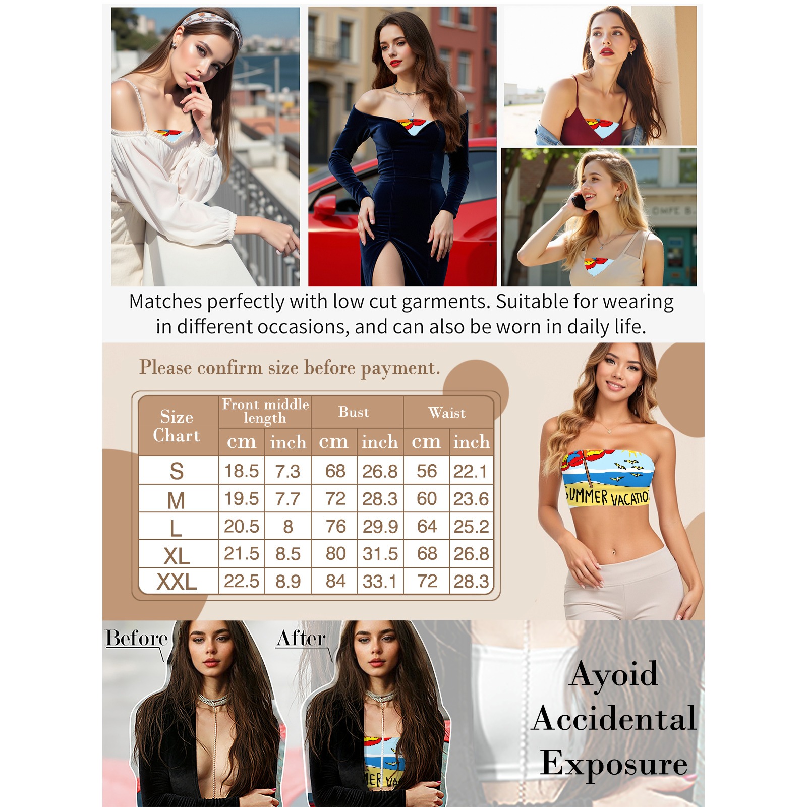 Women's Summer Vacation Print Tube Top-Pixelunique