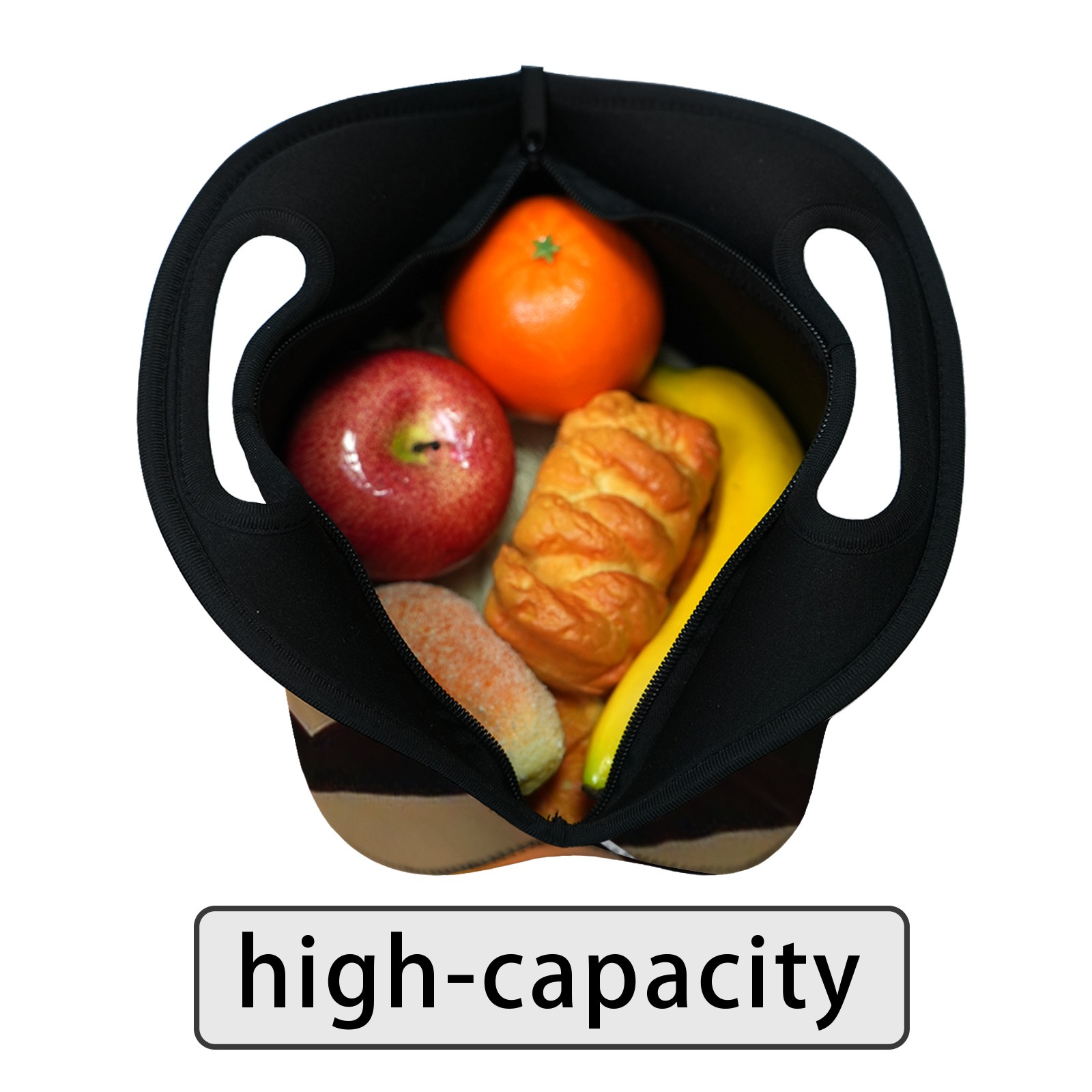 Sunset Heart - Hand Graphic Neoprene Lunch Bag - Insulated Tote for Work & Picnics