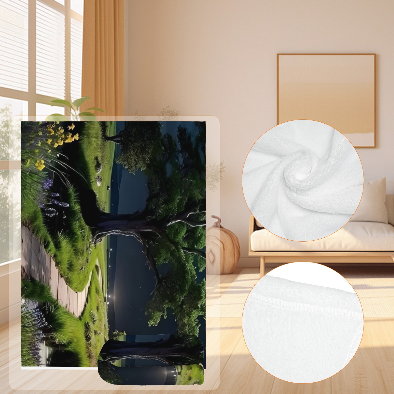 Enchanted Night Tree Landscape Throw Blanket, Lightweight Cozy Fleece Blanket for Bed, Sofa, Couch, Nature - Inspired Decor-Pixelunique