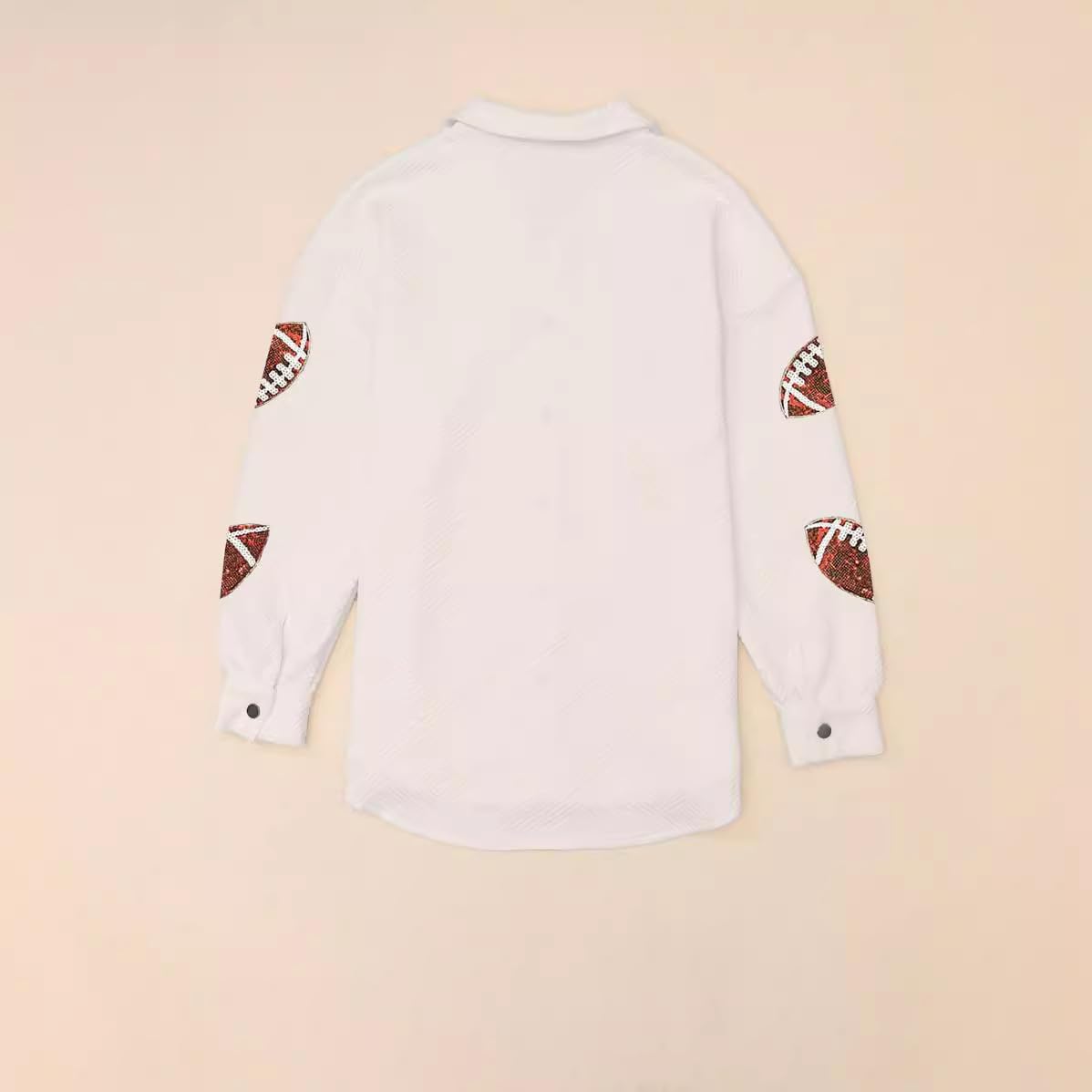 Corduroy Sequin Jackets Button Down Coat for Women Cotton White Football Patchwork Stylish Rugby Game Day Coat