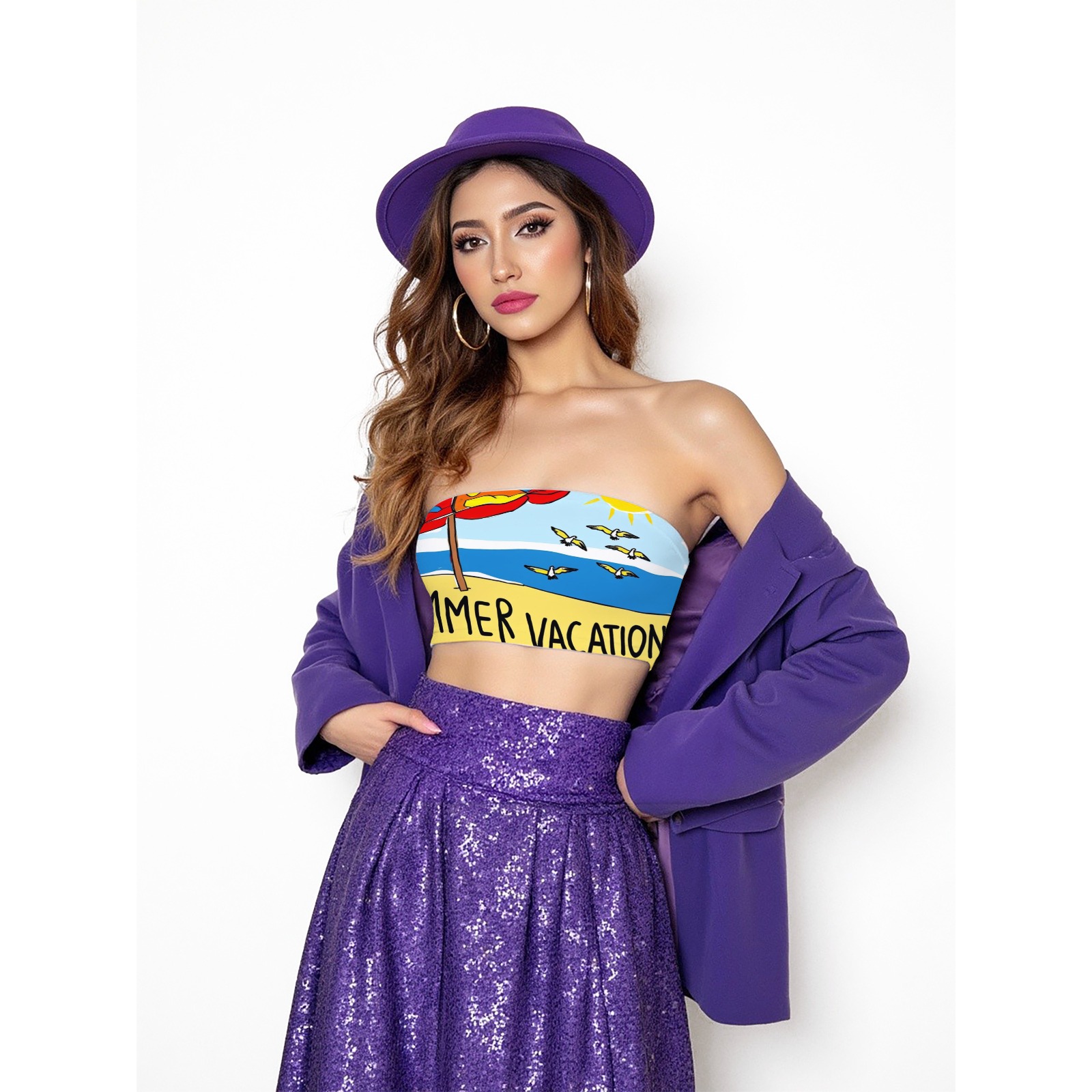 Women's Summer Vacation Print Tube Top-Pixelunique