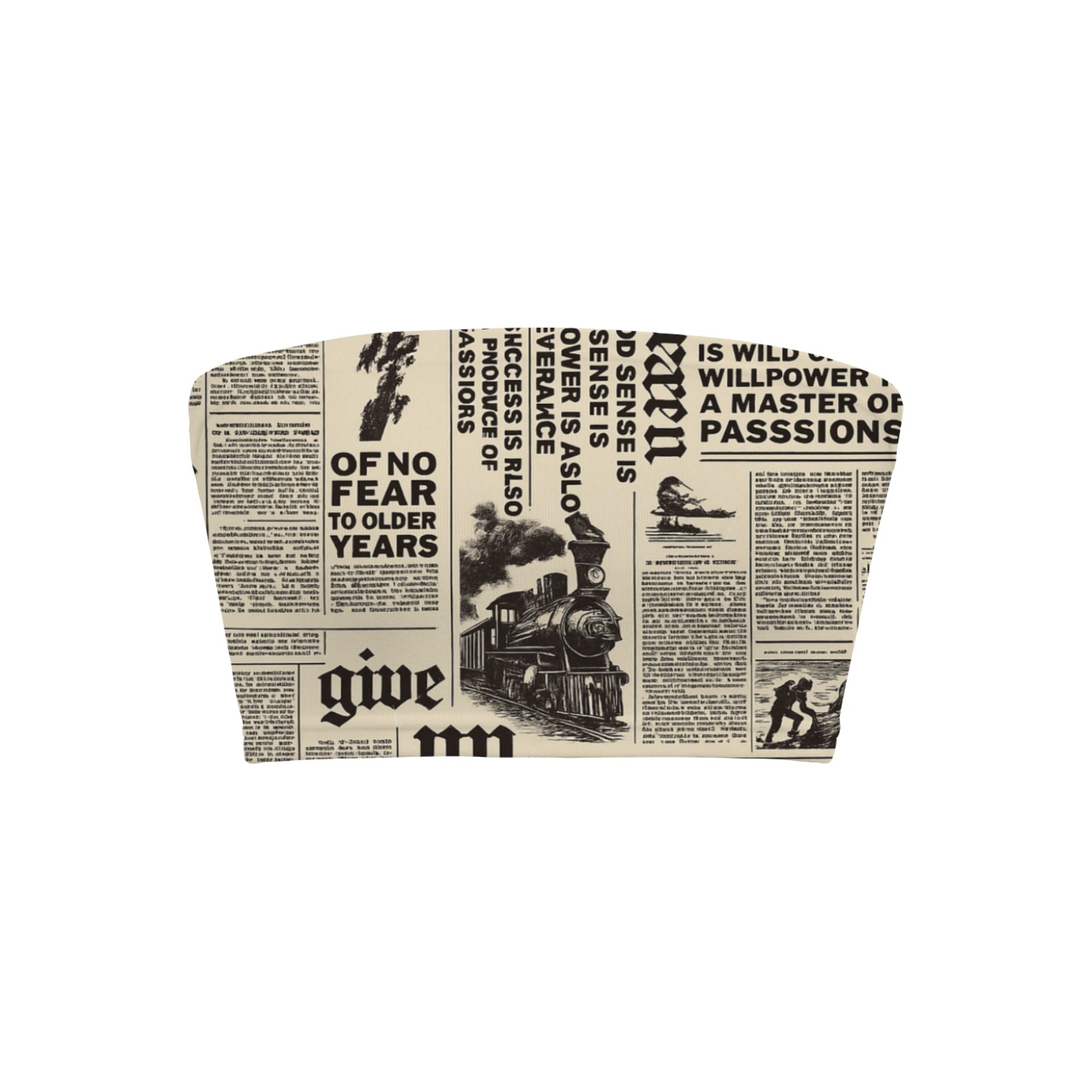 Women's Newspaper Print Tube Top-Pixelunique