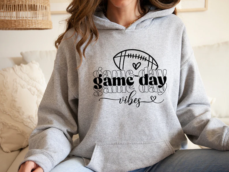 Game Day Vibes Hoodie, Football Hoodie, Football Lover Hoodie, Game Day Hoodie, Football Mom Hoodie, Cute Mom Hoodie, Sports Hoodie