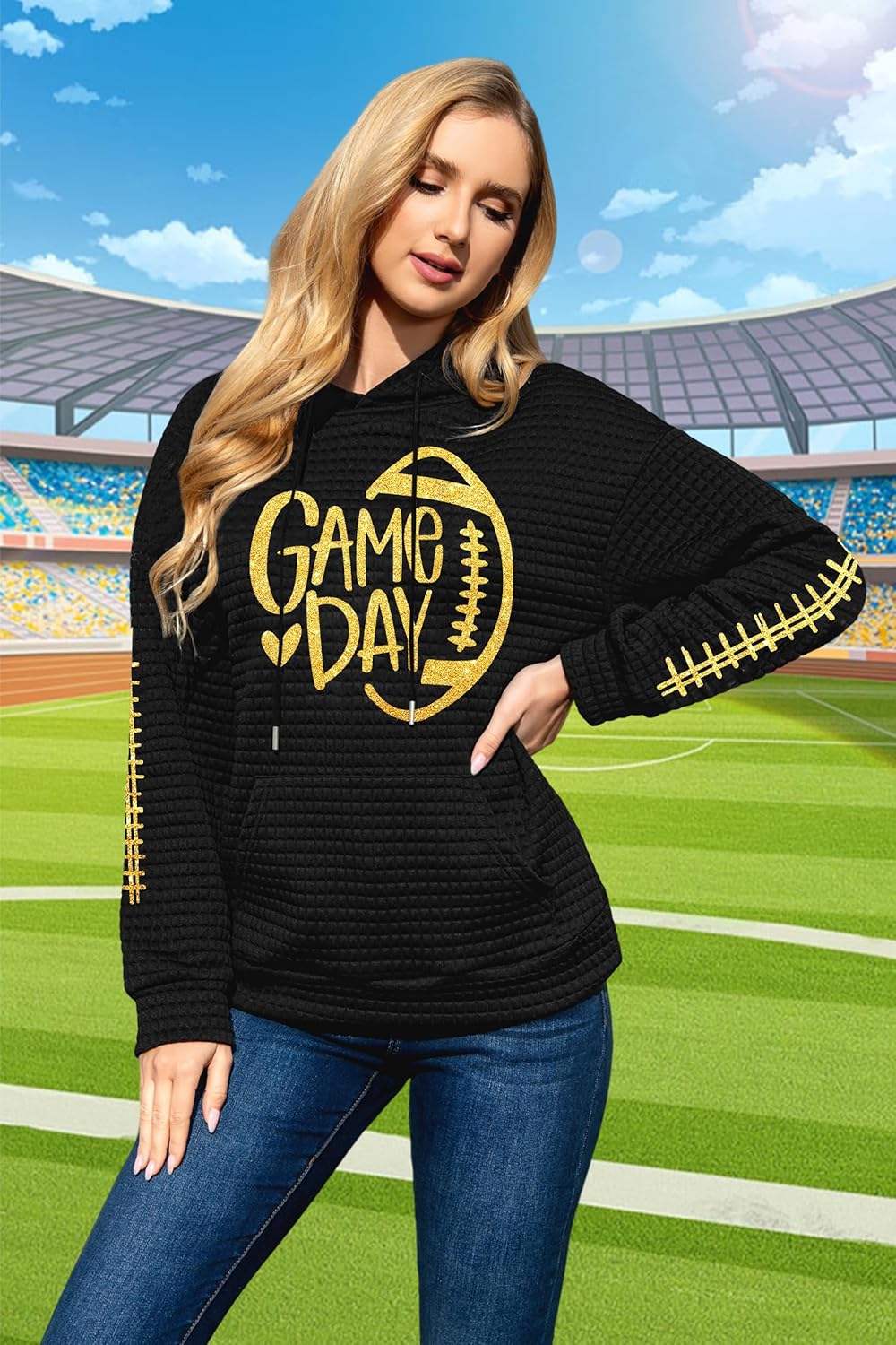 Football Shirt for Women Game Day Sweatshirts Womens Football Mom Hoodie Youth Long Sleeve Jersey