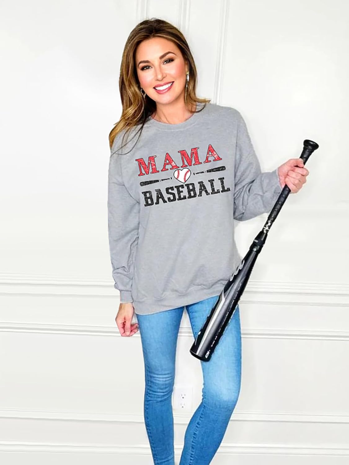 Mama Sweatshirt Long Sleeve Cheer Mom Shirt for Baseball Football Soccer Baketball Dance Sport Pullover Tops