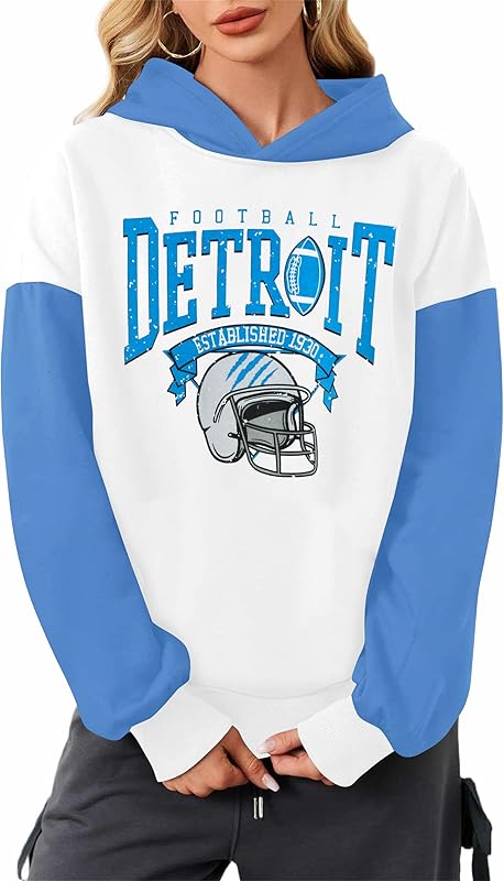 Game Day Hoodie Women Cute Football Graphic Pullover Sweatshirt Football Season Sweaters Fans Y2k Casual Holiday Tops