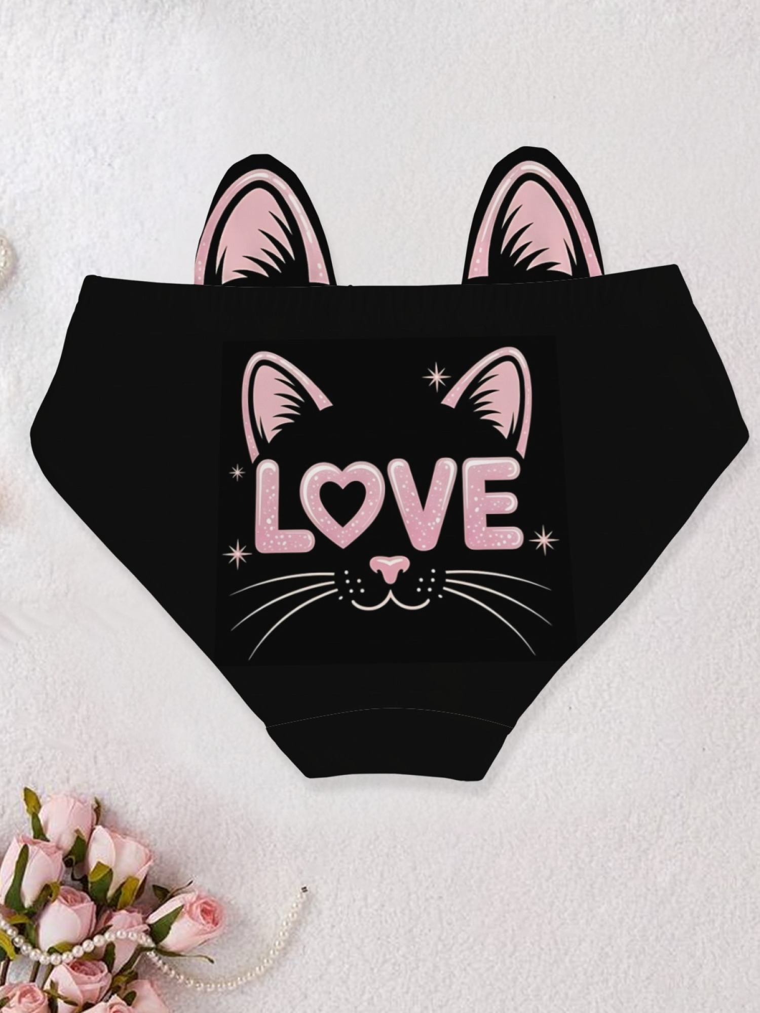 Cute Cat Print Women's Panties - Kawaii Graphic Breathable Cotton Blend Underwear
