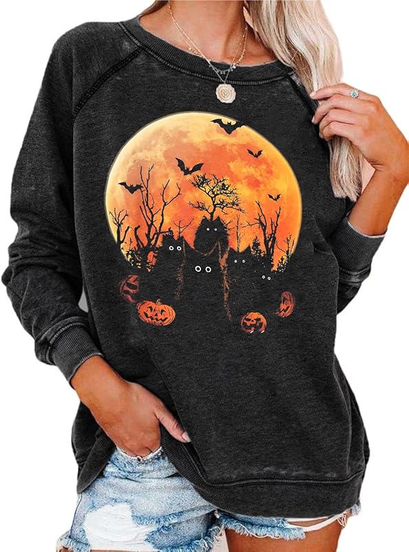 Womens Long Sleeve Shirt Pullover Tops, Loose Casual Crewneck T-Shirt Lightweight Sweatshirt