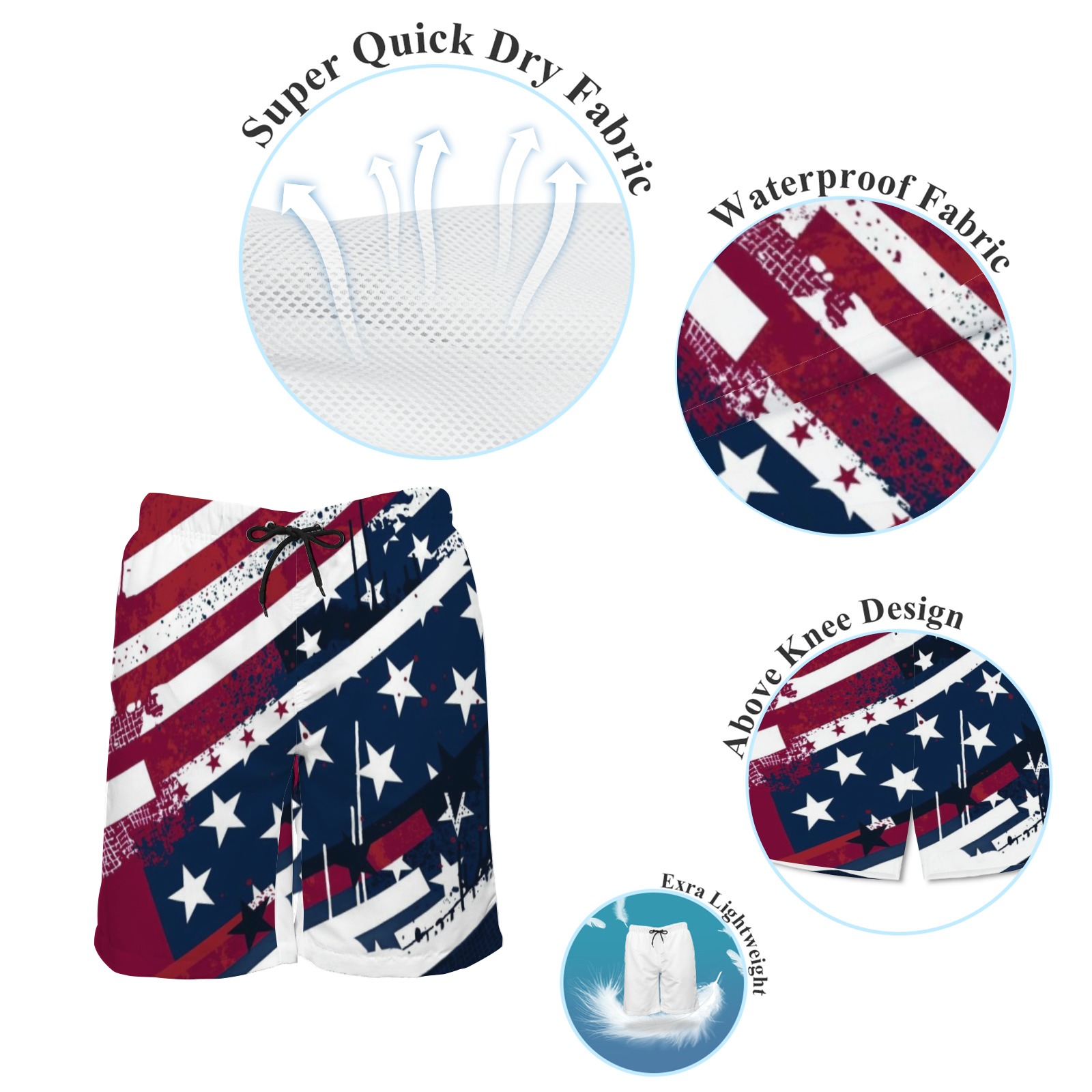 Men's American Flag Print Beach Shorts - Quick - Dry, Versatile Swim & Casual Shorts