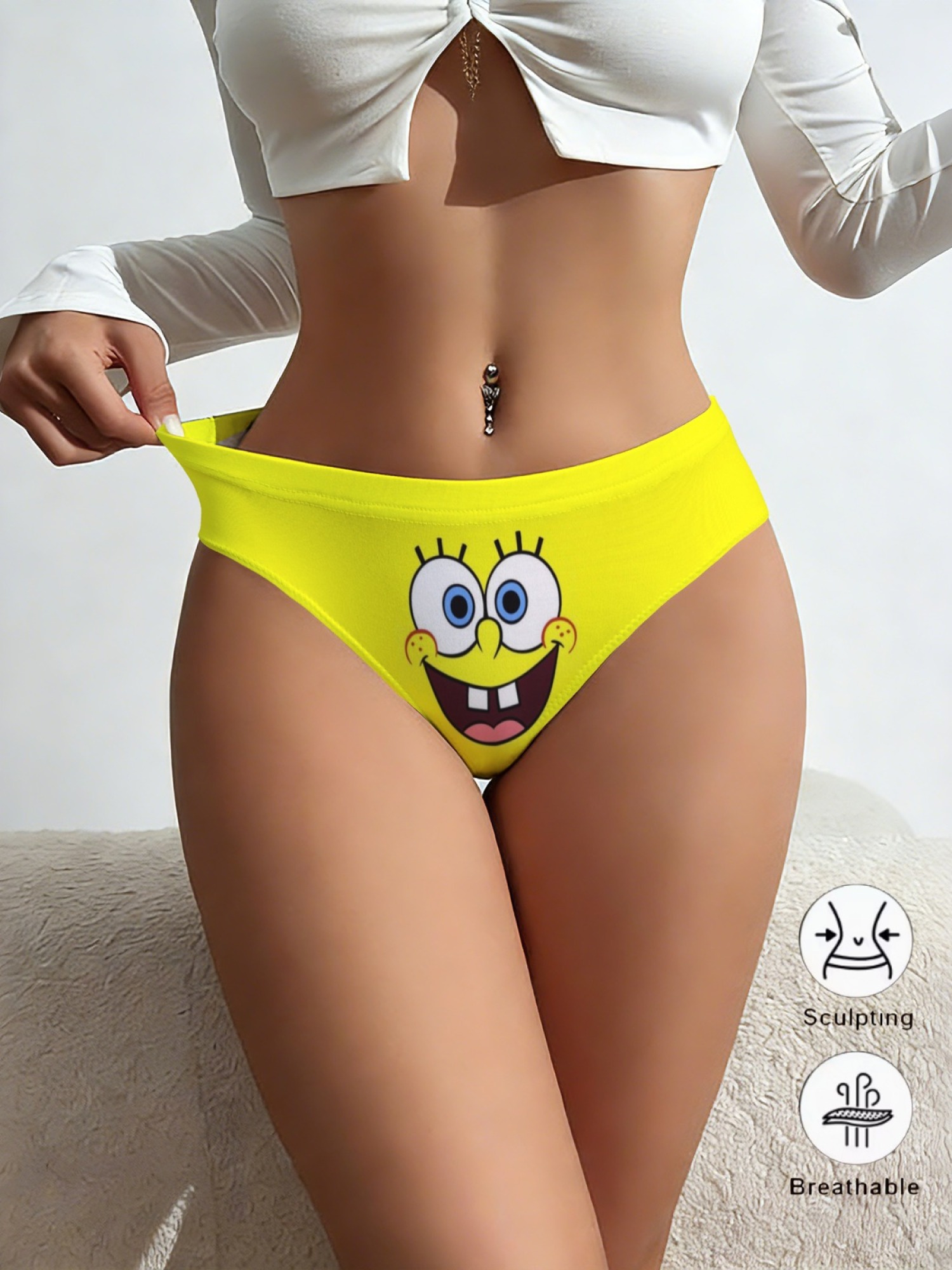 Women's SpongeBob SquarePants Graphic Printed Breathable Sculpting Panties