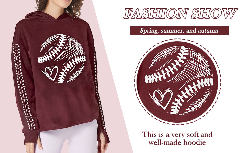 Heart Baseball Mom Hoodie For Women