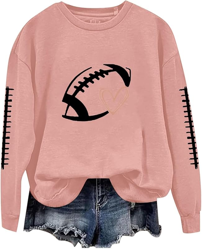 Game Day Football Sweatshirts For Women - Long Sleeve Football Shirts, Cute Cheer Mom Shirt, Crewneck Pullover Tops