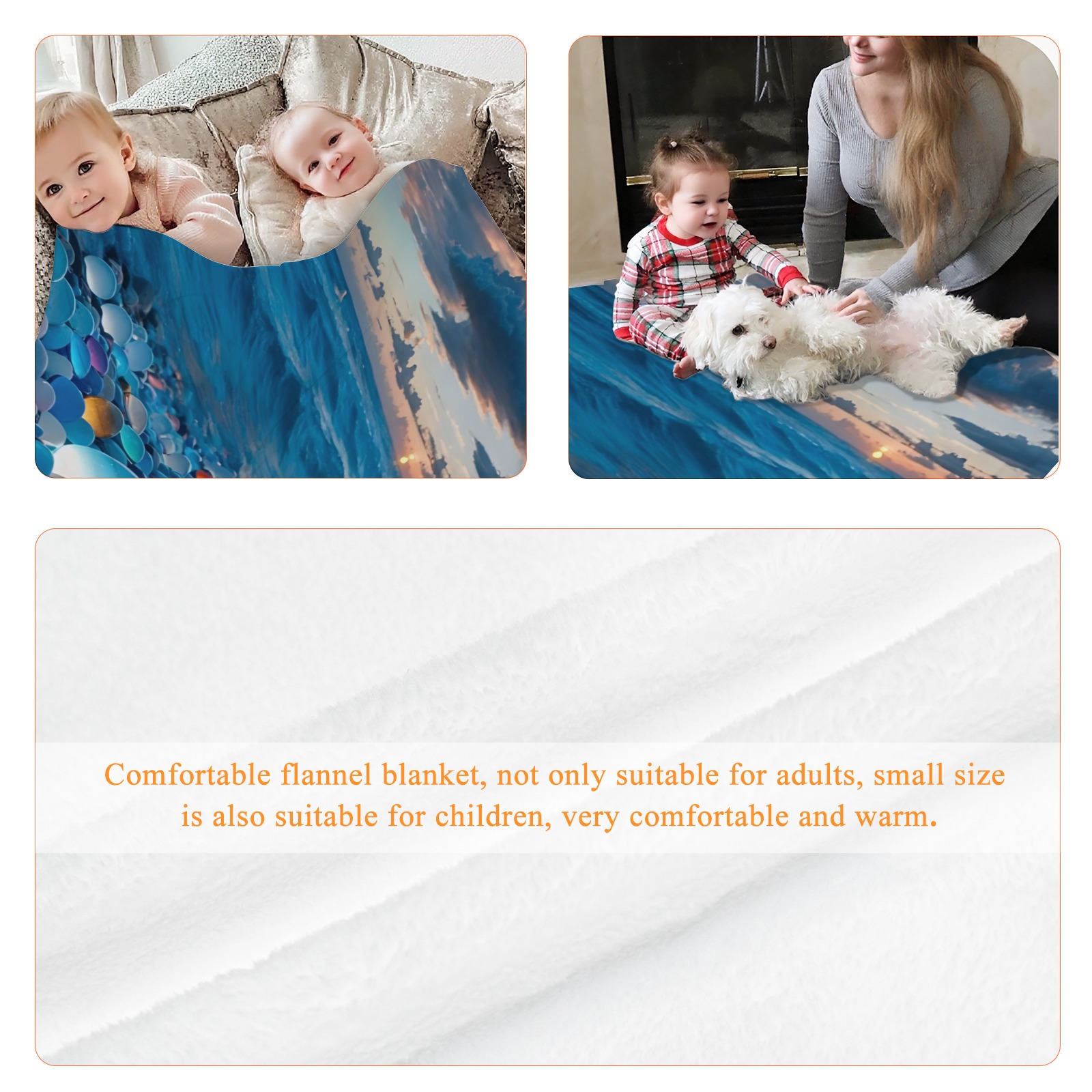 Coastal Sunset Throw Blanket | Soft Flannel Beach Scene Blanket, Lightweight & Warm for Adults/Kids, Home Decor-Pixelunique