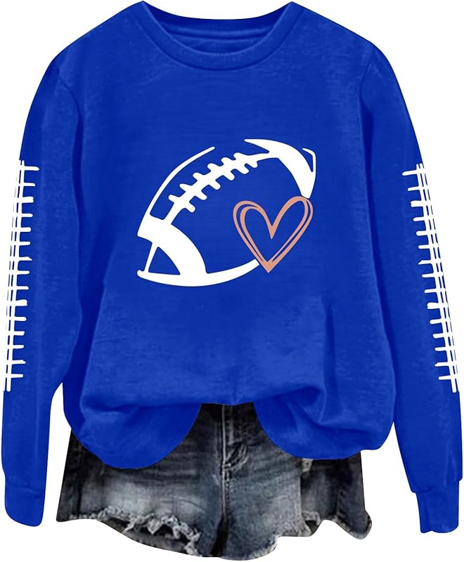 Game Day Football Sweatshirts For Women - Long Sleeve Football Shirts, Cute Cheer Mom Shirt, Crewneck Pullover Tops