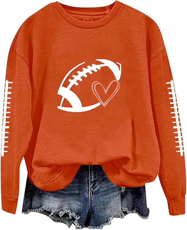 Game Day Football Sweatshirts For Women - Long Sleeve Football Shirts, Cute Cheer Mom Shirt, Crewneck Pullover Tops