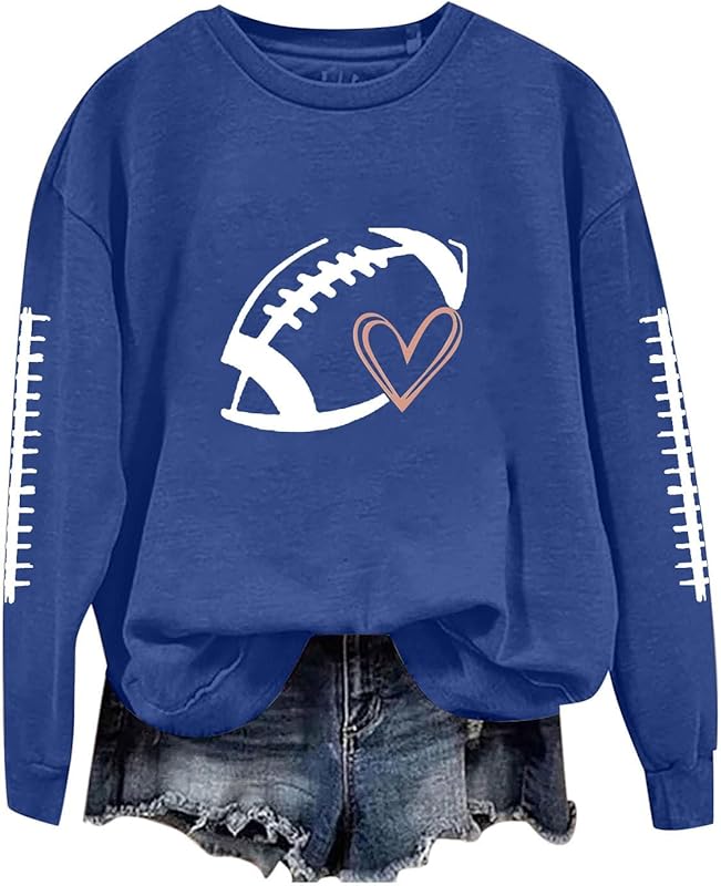 Game Day Football Sweatshirts For Women - Long Sleeve Football Shirts, Cute Cheer Mom Shirt, Crewneck Pullover Tops