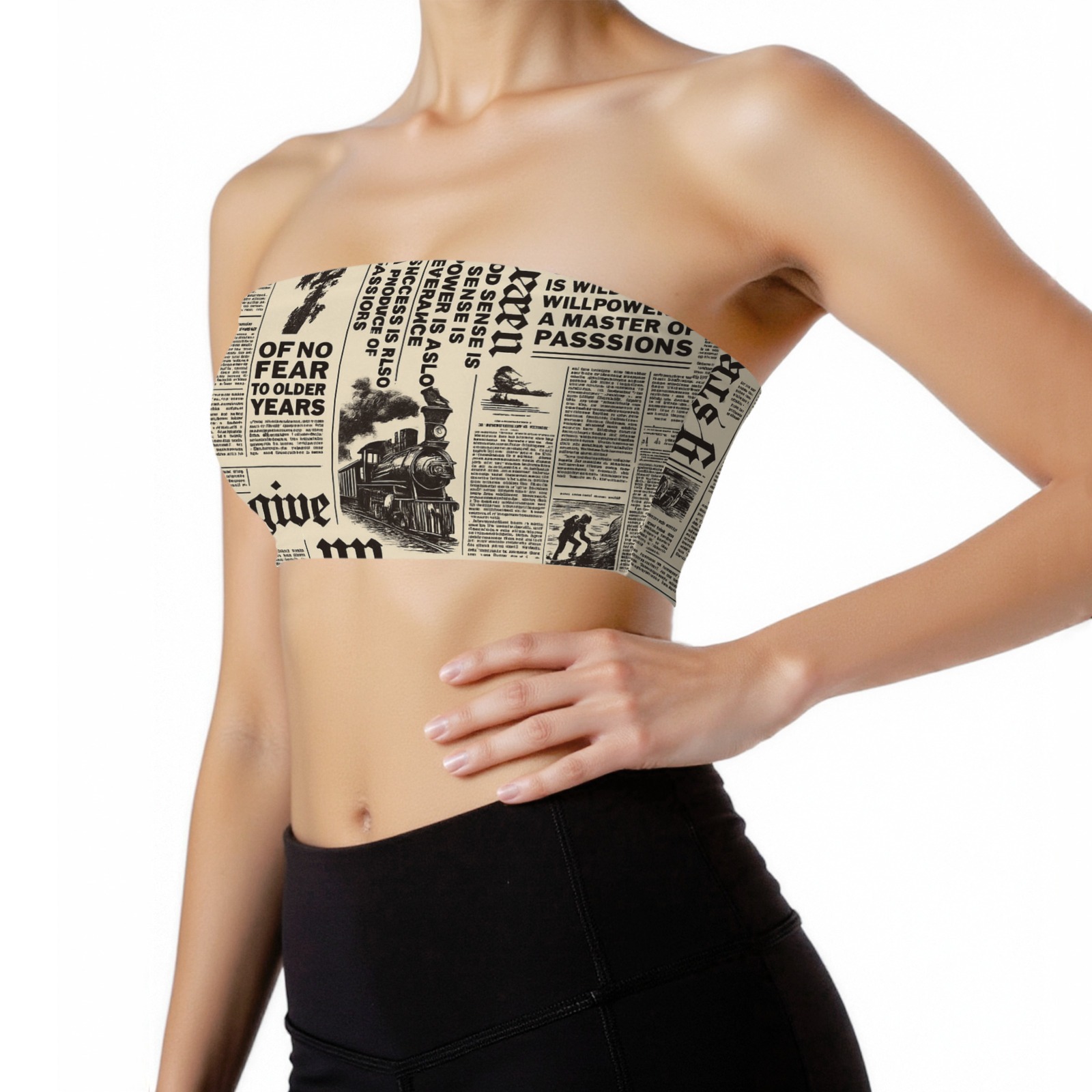 Women's Newspaper Print Tube Top-Pixelunique