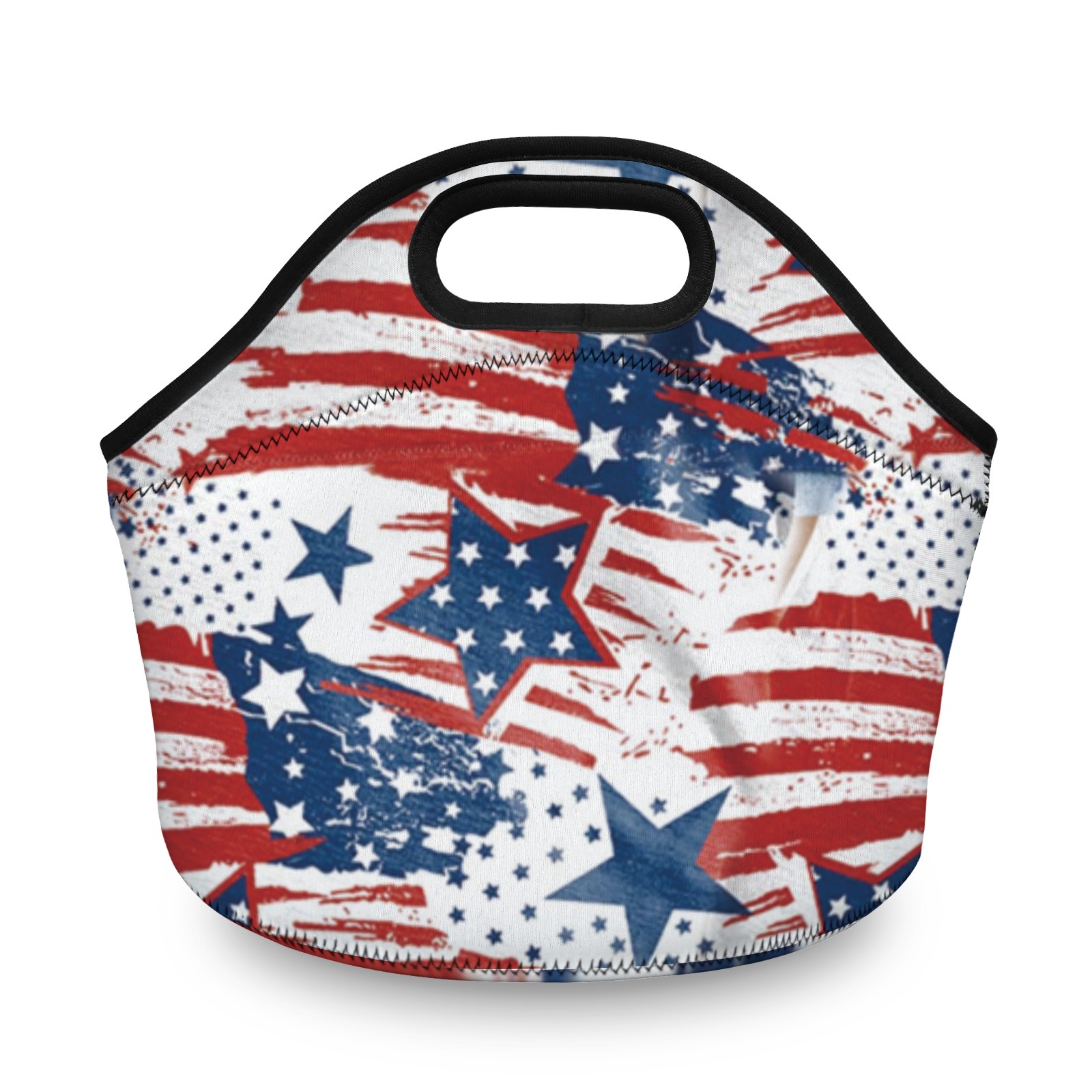 American Flag Pattern Neoprene Lunch Bag - Insulated Tote for Work & Picnics-Pixelunique