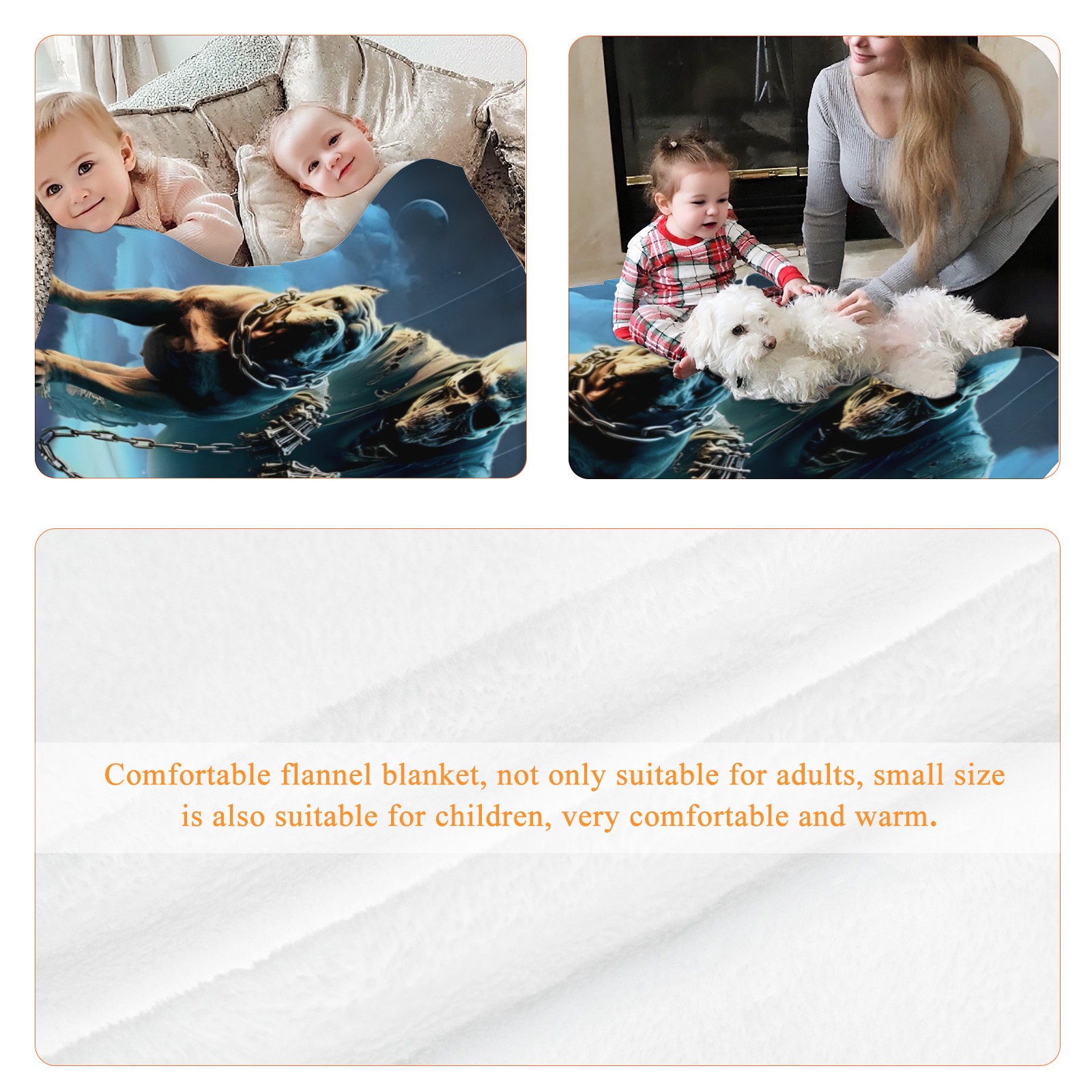 Skull & Bulldogs Throw Blanket, Lightweight Flannel with Bold Graphic Design, Cozy for Adults & Kids, Unique Home Decor-Pixelunique