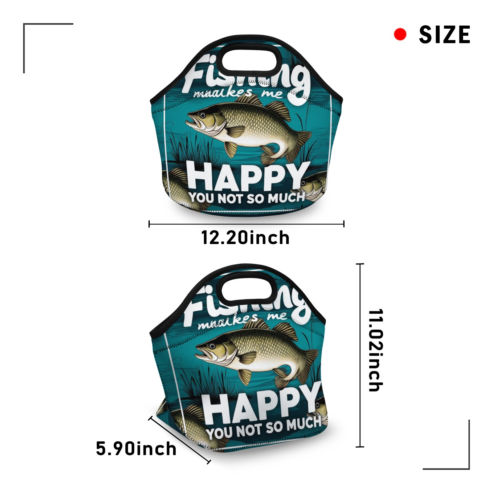 Fishing - Inspired Neoprene Lunch Bag - Insulated Tote for Work, Picnics-Pixelunique