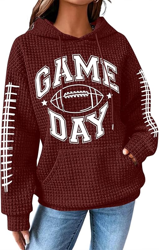Football Shirt for Women Game Day Sweatshirts Womens Football Mom Hoodie Youth Long Sleeve Jersey