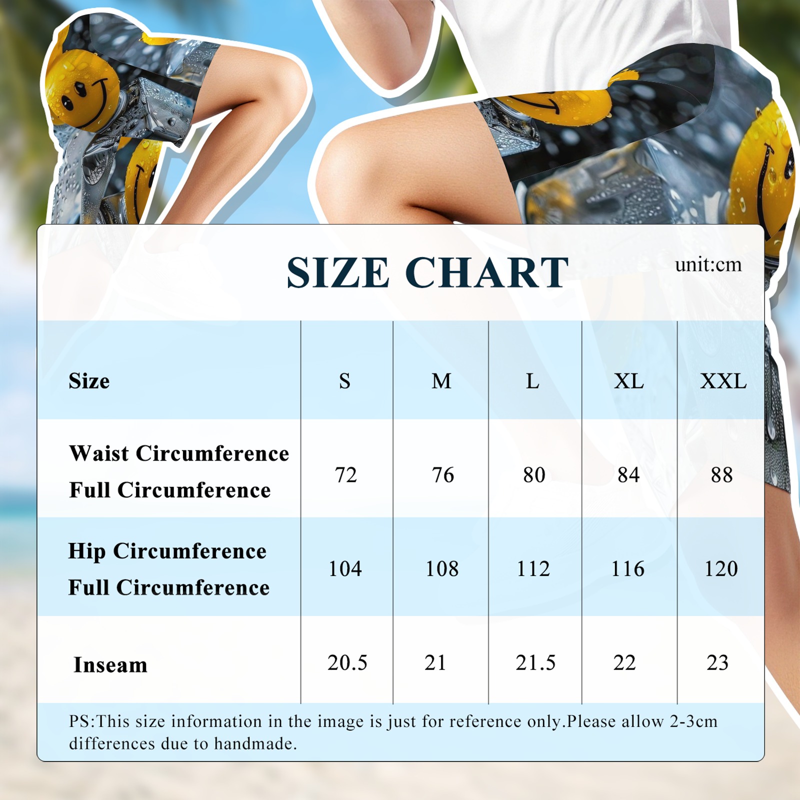 Men's Smiley Emoji Print Beach Shorts