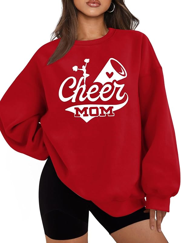Mama Sweatshirt Long Sleeve Cheer Mom Shirt for Baseball Football Soccer Baketball Dance Sport Pullover Tops