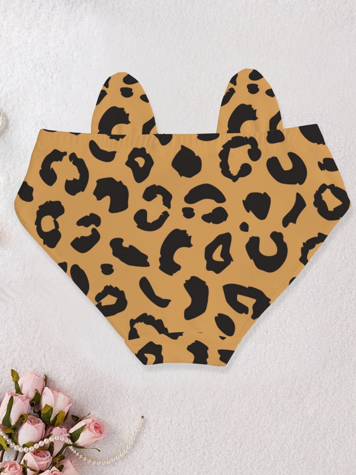 Cute Leopard Print Cat Ear Panties for Women - Black & White Animal Print Cheeky Underwear
