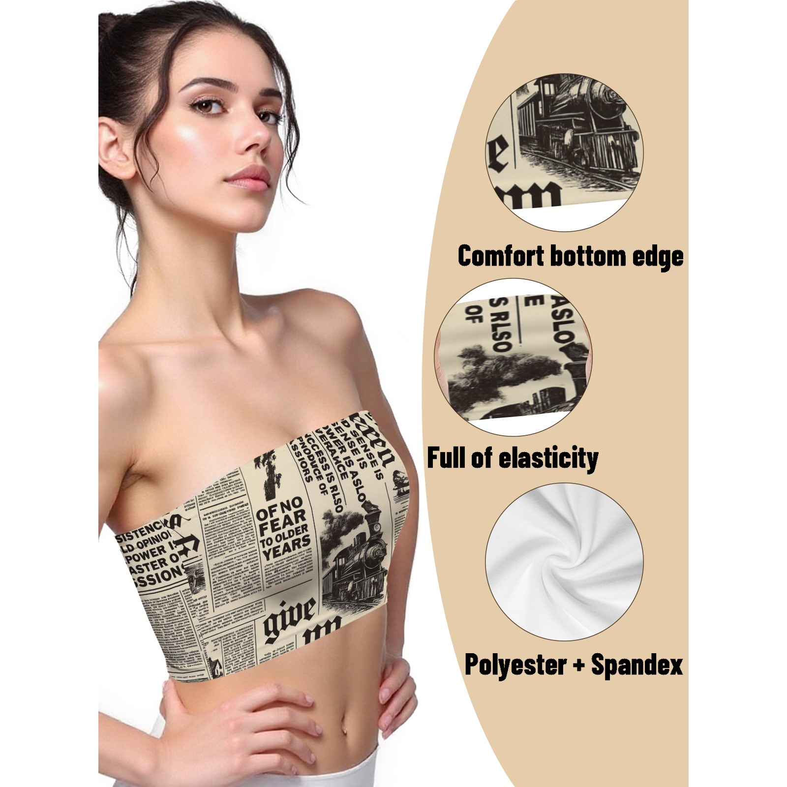 Women's Newspaper Print Tube Top-Pixelunique