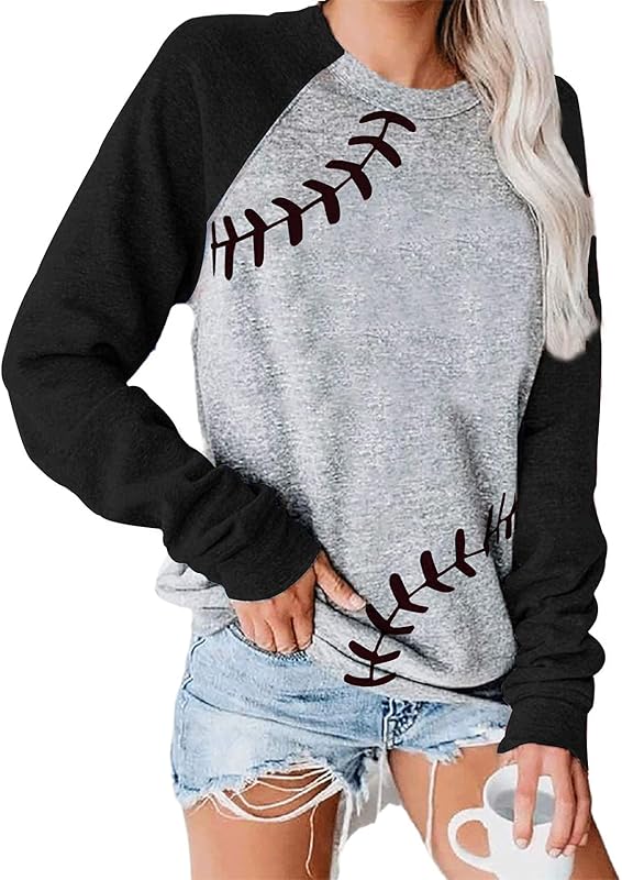 Womens Long Sleeve Shirt Baseball Shirt Mom Shirt American Flag Shirt Star Sweatshirt
