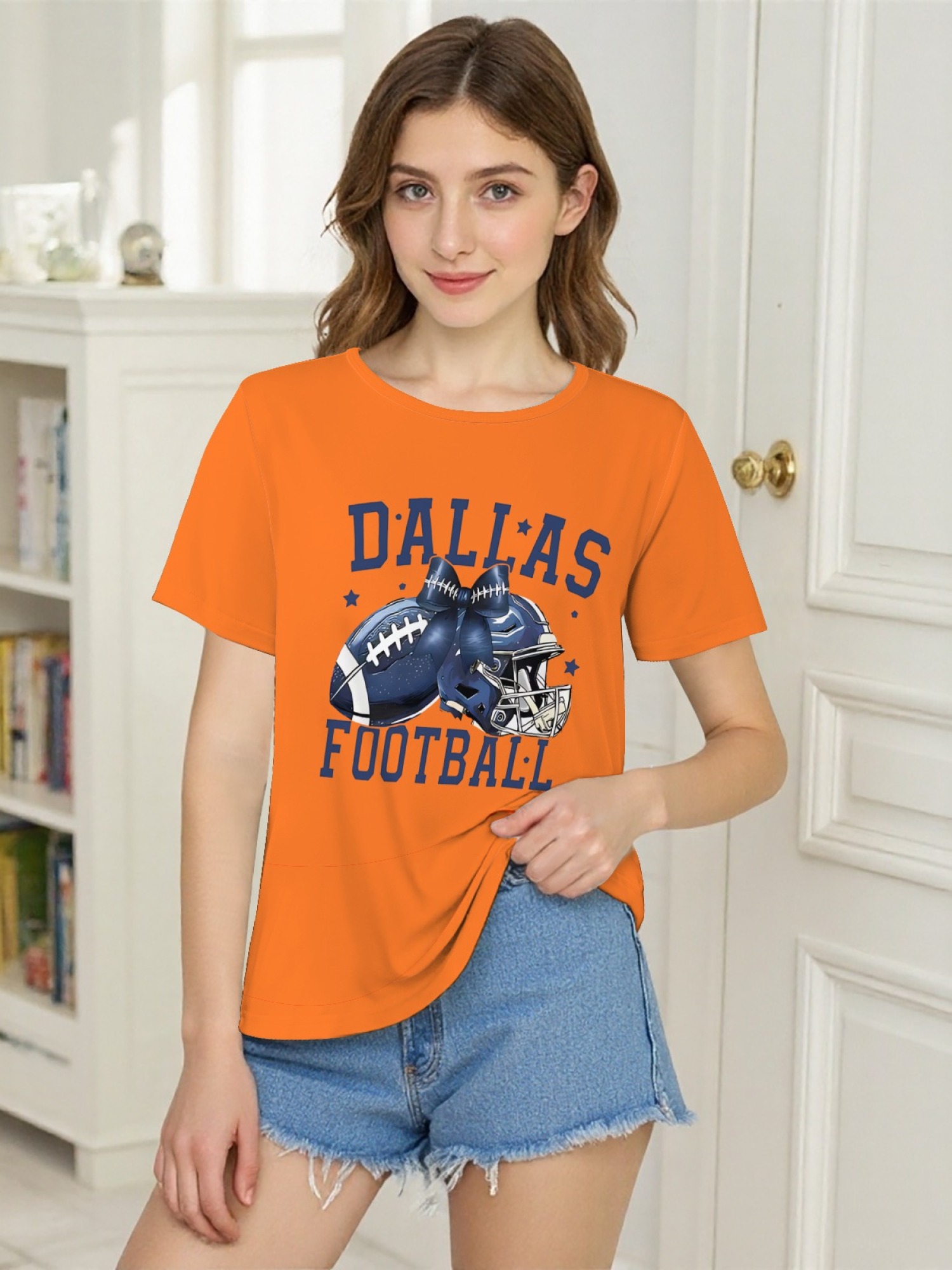Dallas Football Coquette Bow Graphic T-Shirt - Preppy Game Day Crewneck