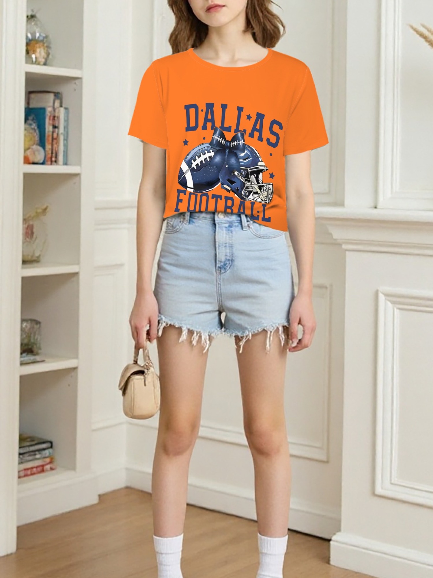 Dallas Football Coquette Bow Graphic T-Shirt - Preppy Game Day Crewneck