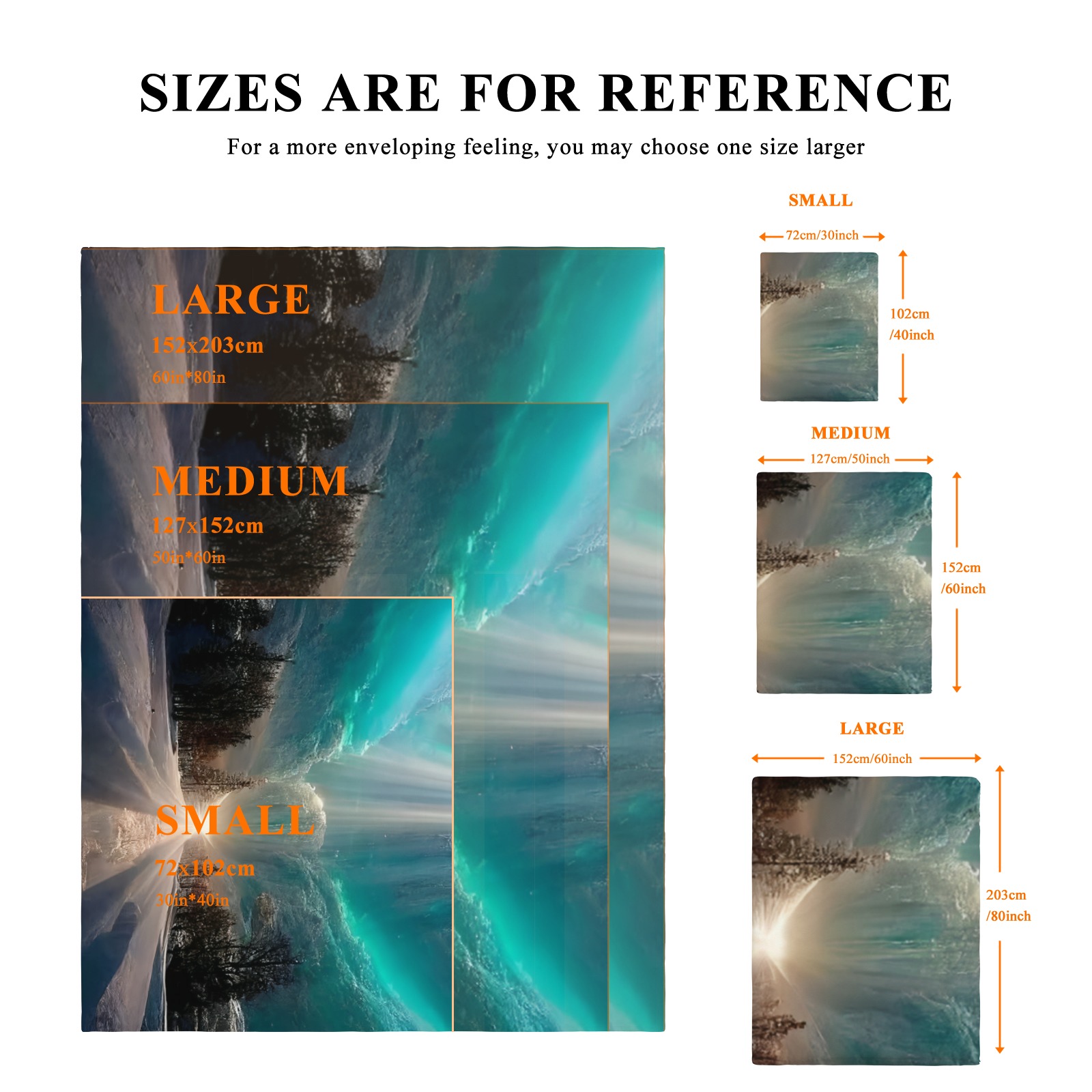 Arctic Light Fantasy Throw Blanket, Cozy Flannel Blanket with Stunning Winter Landscape, Suitable for Adults & Kids, Lightweight & Warm-Pixelunique