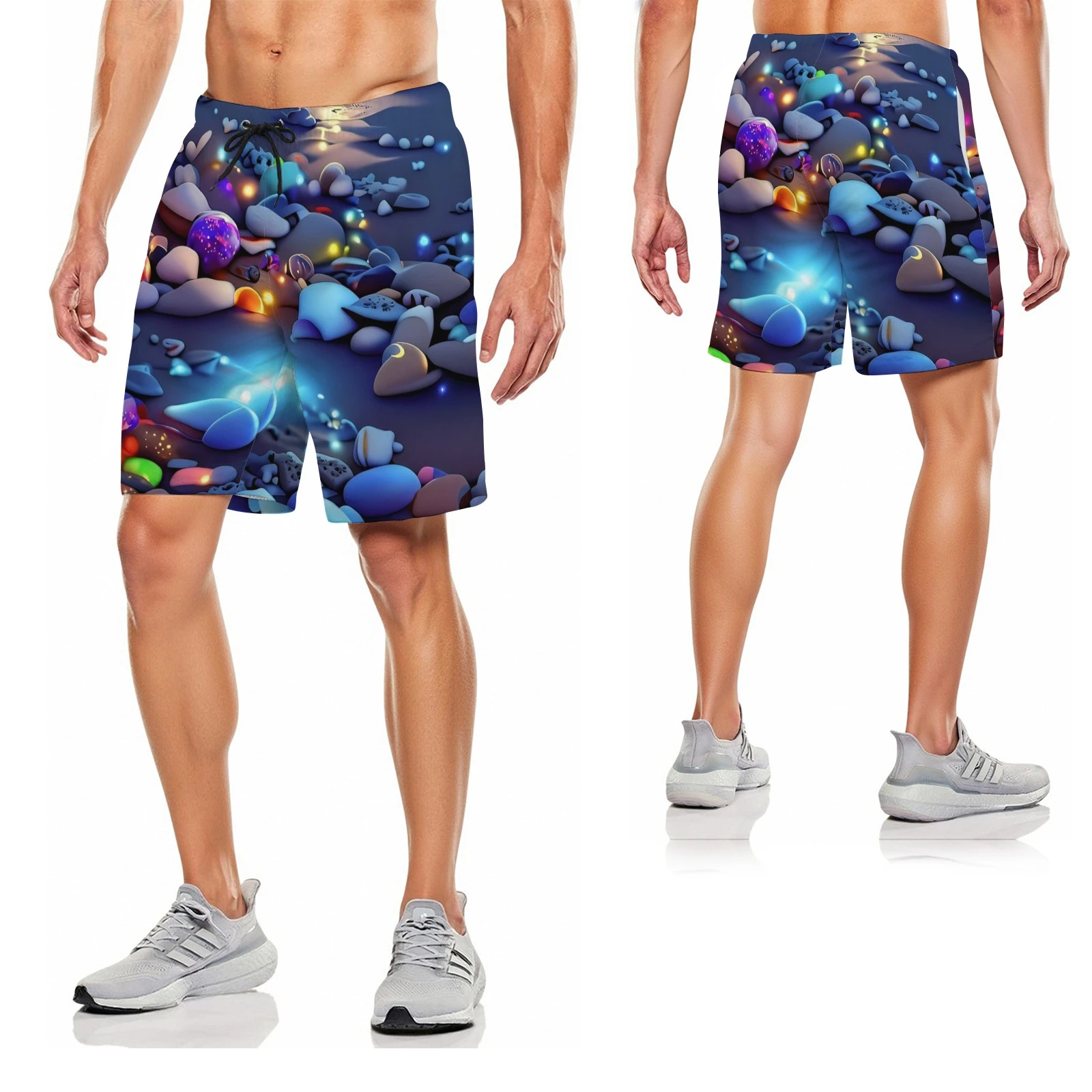 Men's Smiley Emoji Print Beach Shorts
