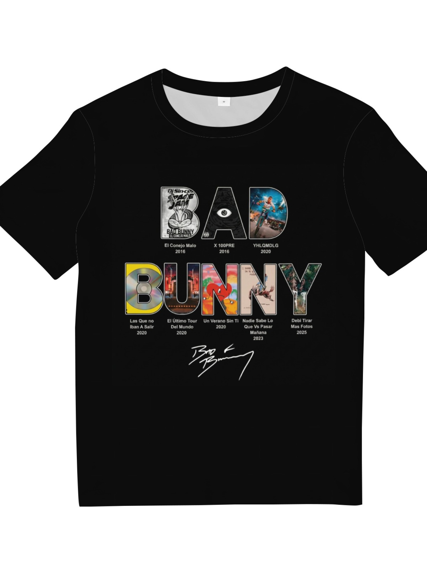 Bad Bunny Discography Graphic T-Shirt - Album History Timeline Tee for Fans