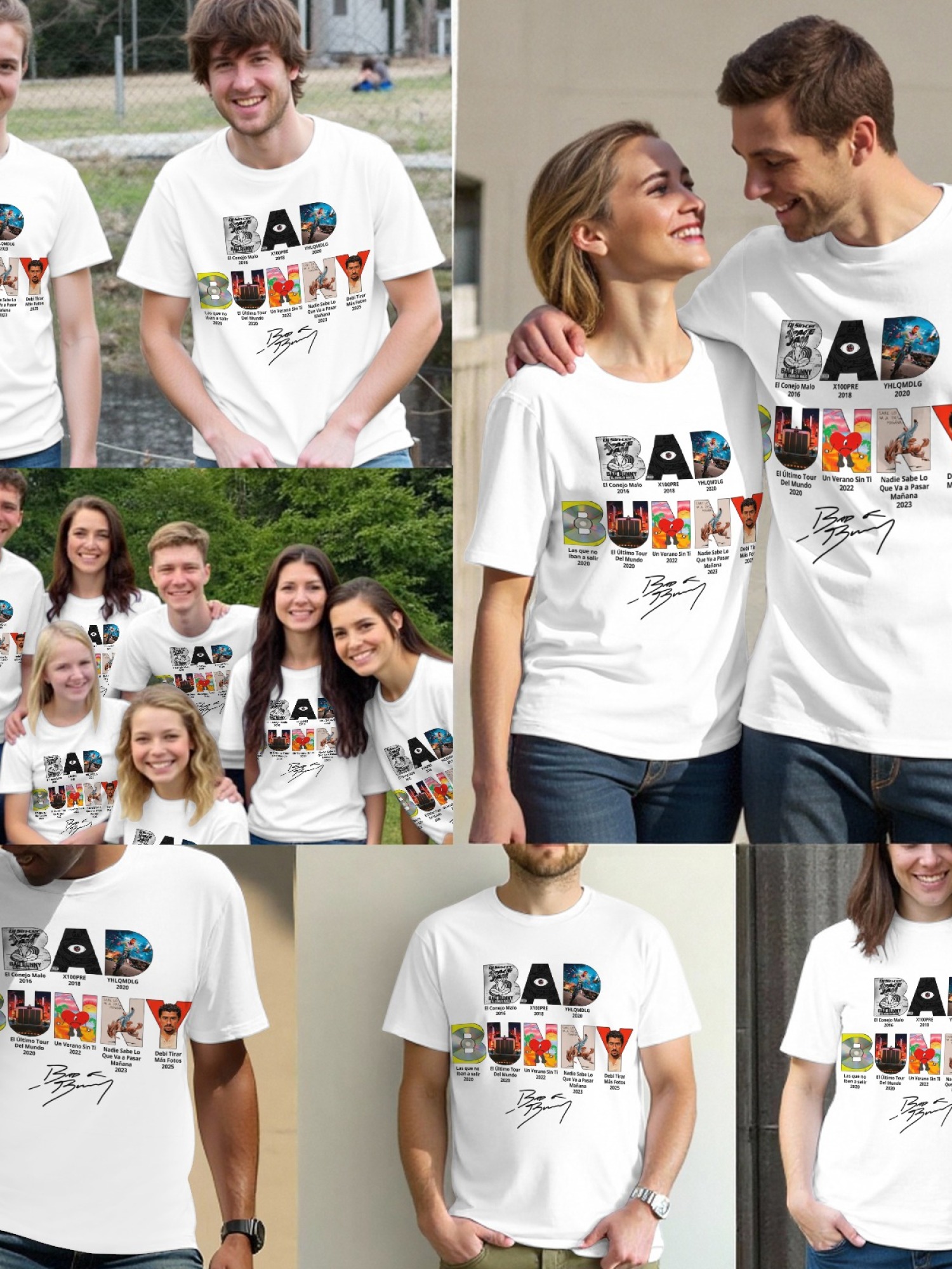 Bad Bunny Discography Graphic T-Shirt - Album History Timeline Tee for Fans