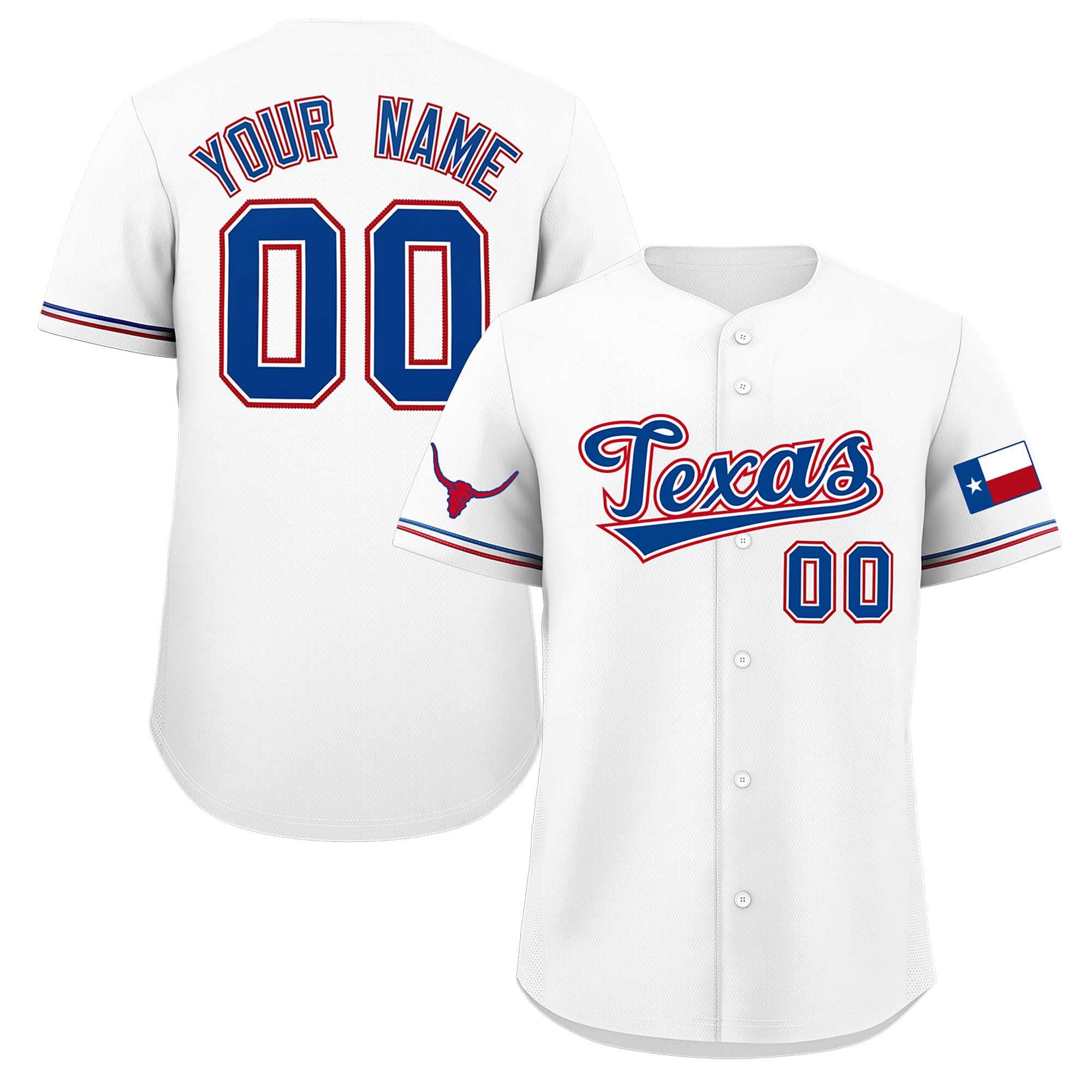 Custom White Royal Texas Flag Classic Style Authentic Baseball Jersey-Supvirevo