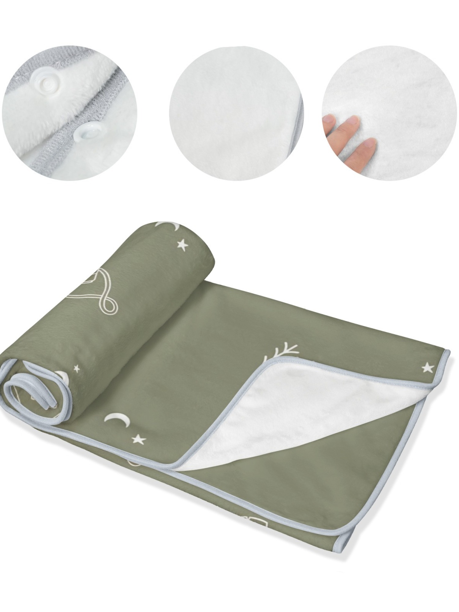 Women's Outdoor Camping Print Flannel Hooded Shawl - Warm Cozy Blanket Cape (Olive Green)