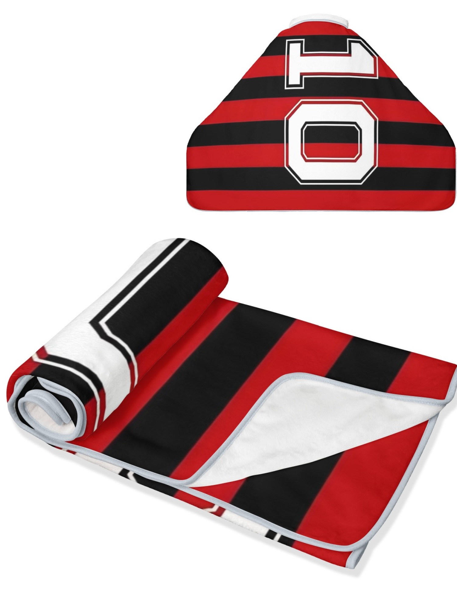 Women's Jersey-Style "10" Printed Flannel Throw Shawl - Soft Cozy Blanket (3 Colors: Red/Black, Blue/Red, Blue/White)