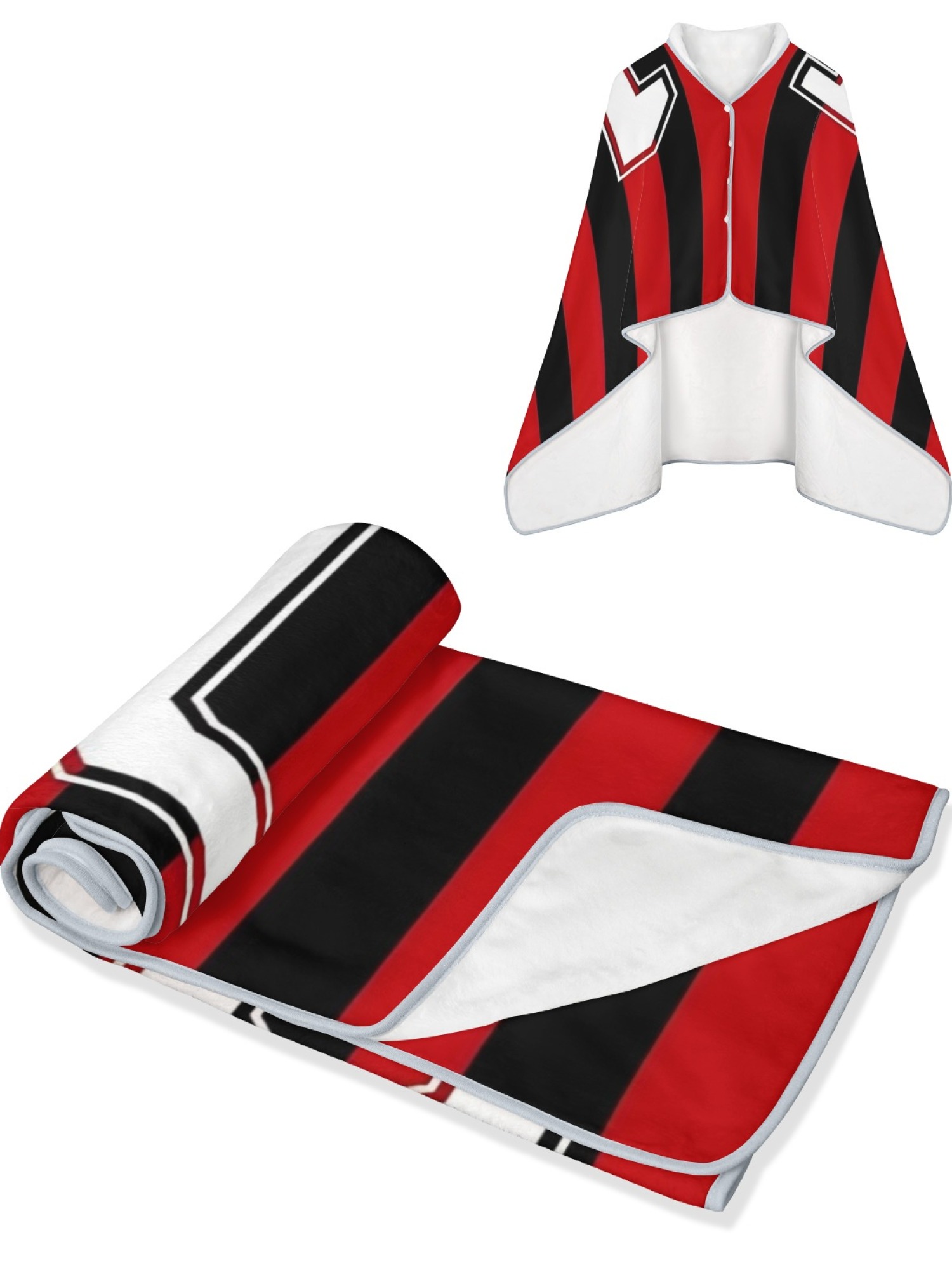 Women's Jersey-Style "10" Printed Flannel Throw Shawl - Soft Cozy Blanket (3 Colors: Red/Black, Blue/Red, Blue/White)