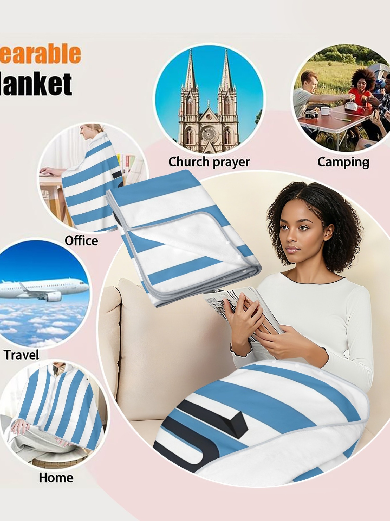 Women's Jersey-Style "10" Printed Flannel Throw Shawl - Soft Cozy Blanket (3 Colors: Red/Black, Blue/Red, Blue/White)