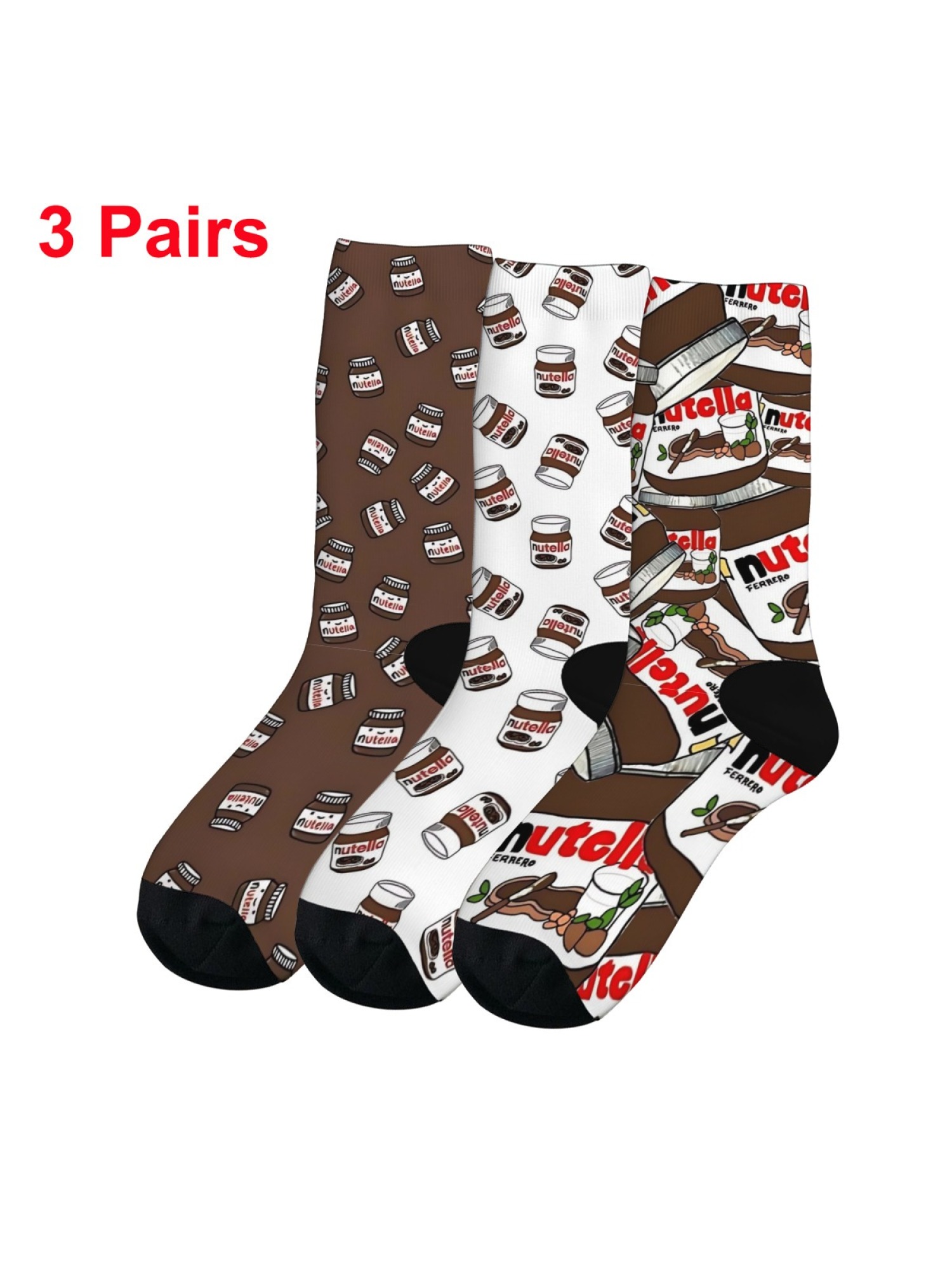 "Sweet Tooth" Chocolate Hazelnut Spread Socks | Foodie Crew Sock Set (3 Pairs)