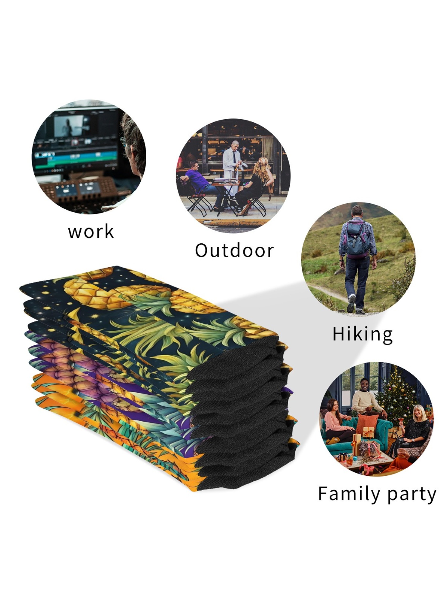 "Tropical Paradise" Pineapple Crew Socks | Vibrant Fruit Print Set (3 Pairs)