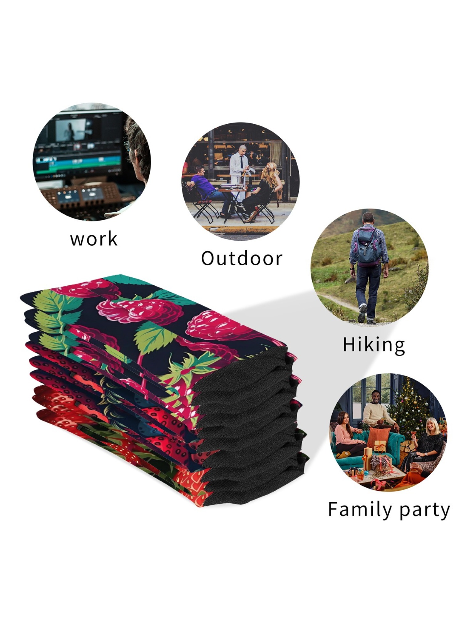 "Very Berry" Garden Fruit Crew Socks | Strawberry & Raspberry Print Set (3 Pairs)